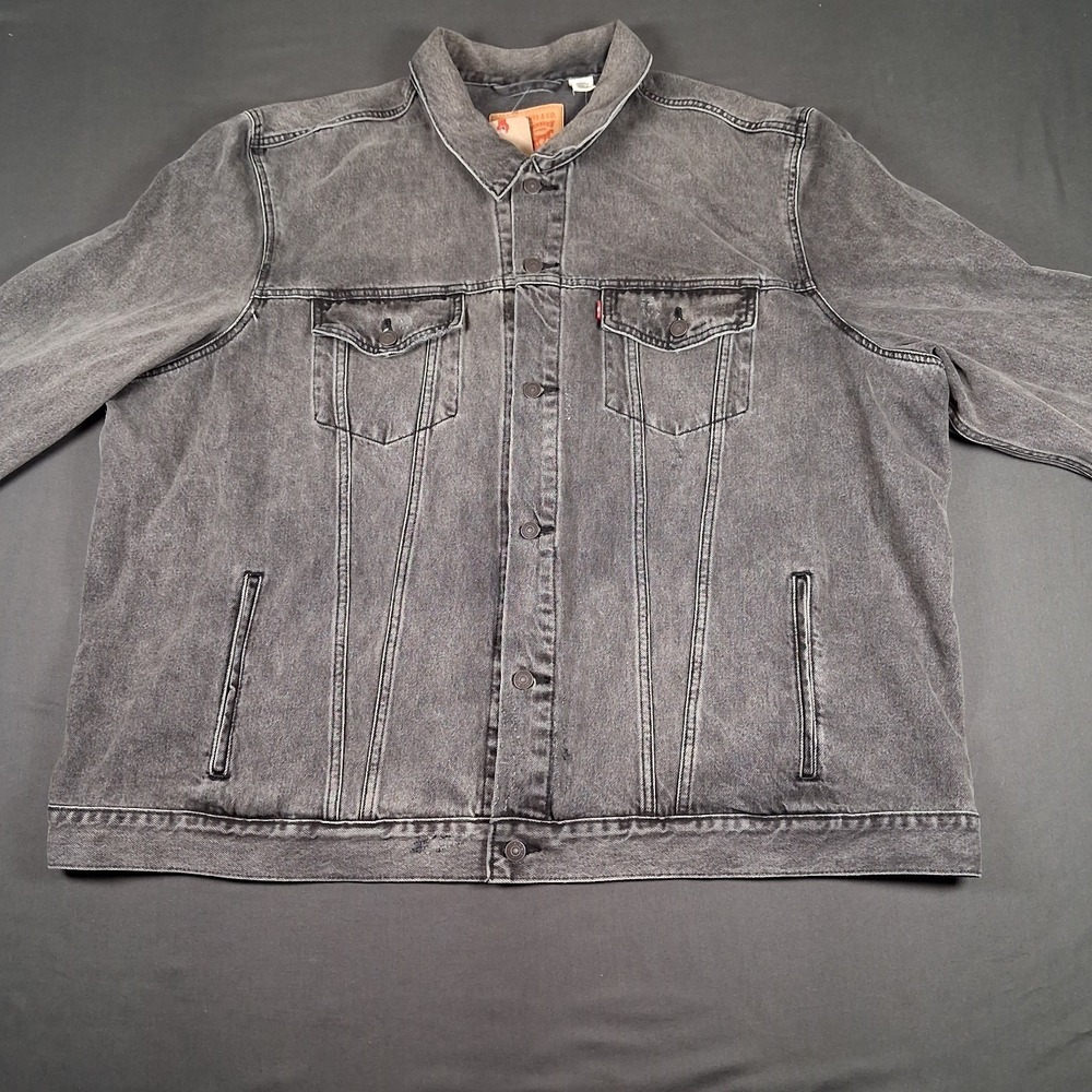 Levi's Trucker Denim Jean Jacket Distressed Black Adult 4XLT - NWT - Big & Tall